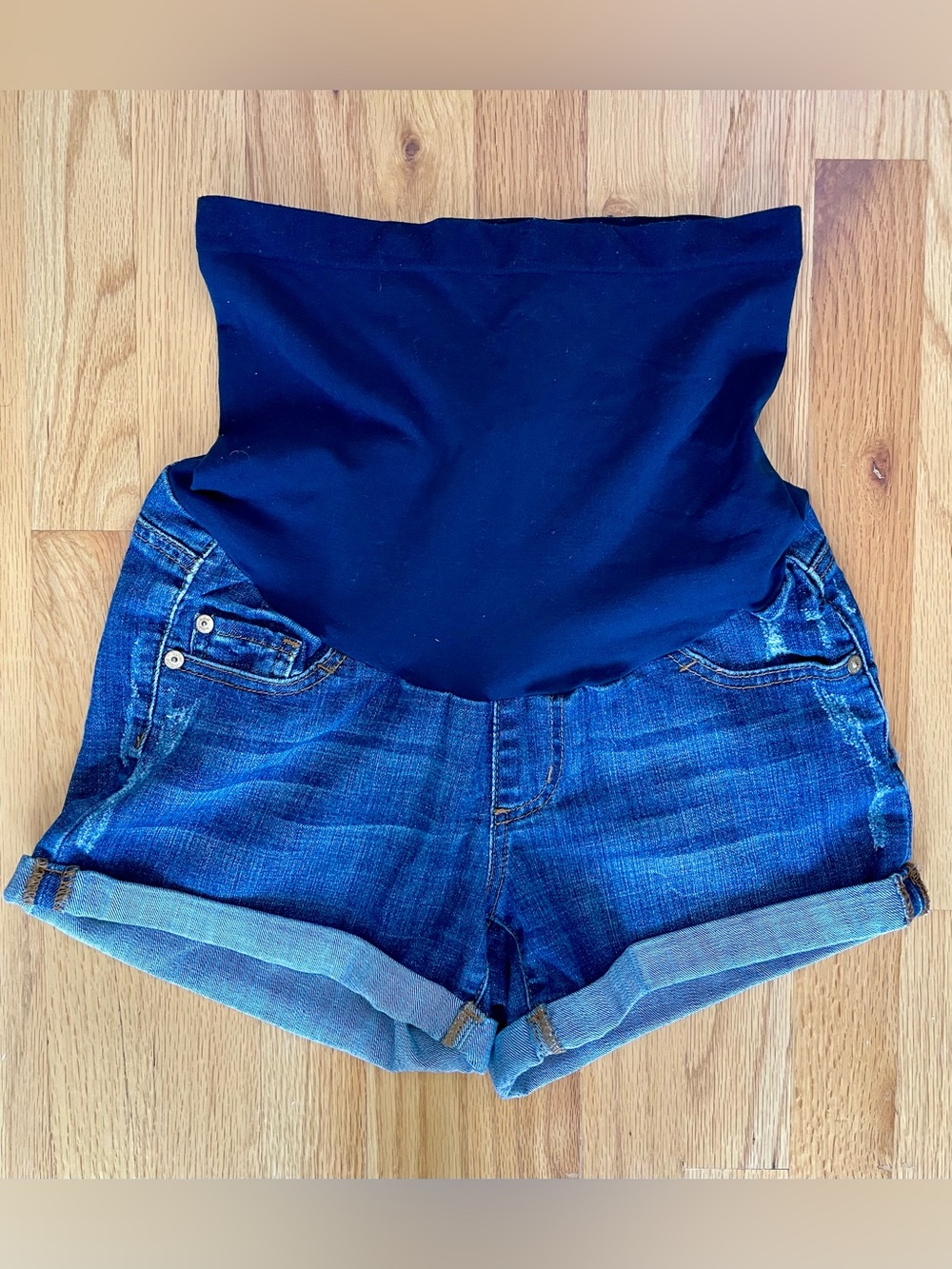 Dark Blue Maternity Denim Shorts